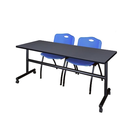 Kobe Rectangle FlipTop Table, 72" W, 29" H, Laminate Top, Gray MKFT7230GY47BE